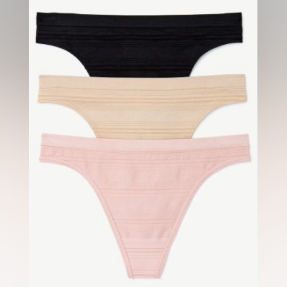 Joyspun Women's Seamless Thong Panties, 3-Pack, Size L
